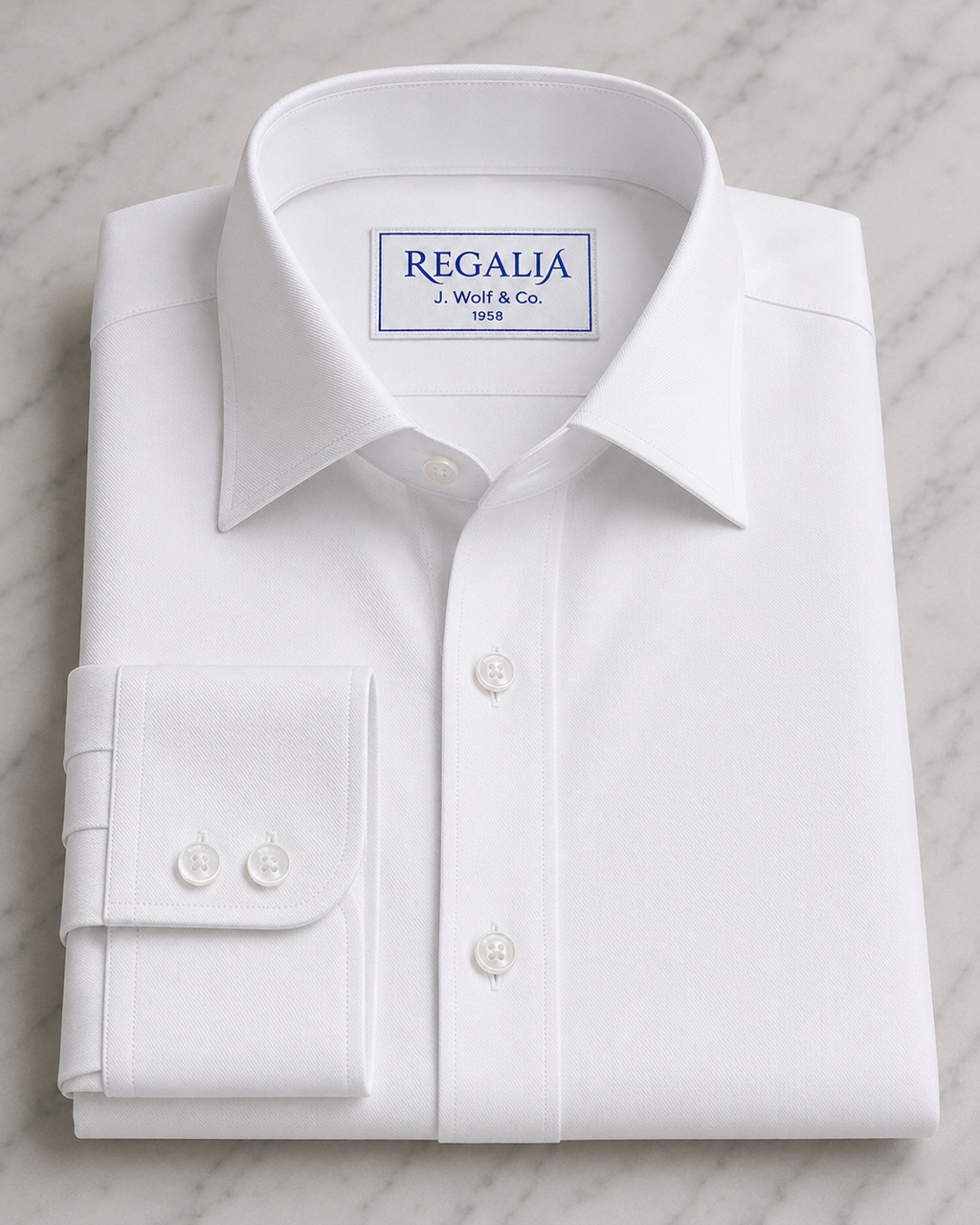 REGALIA Fine-Twill White Non-Iron Shirt - Right Over Left