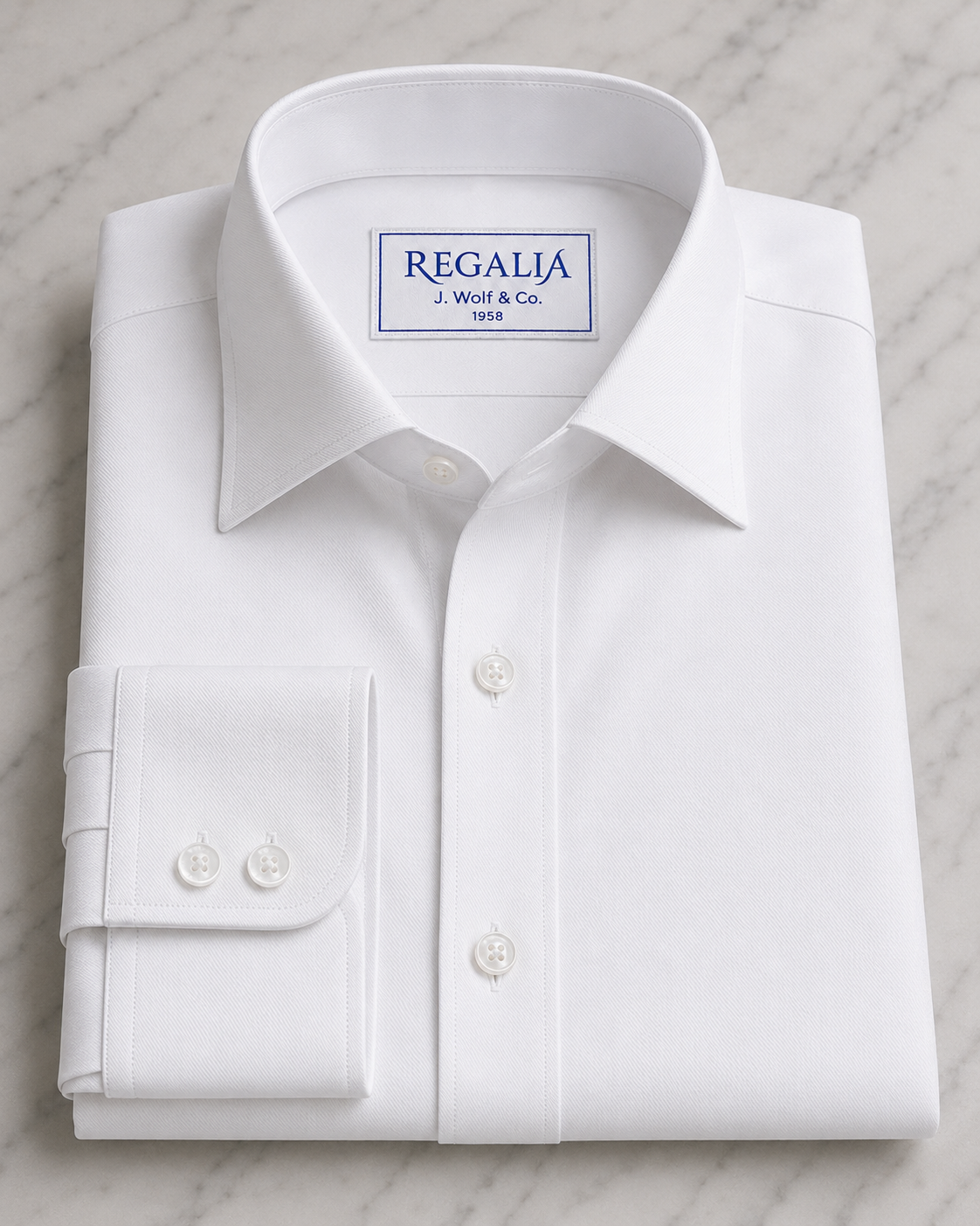 REGALIA Dobby White Non-Iron Shirt - Right Over Left
