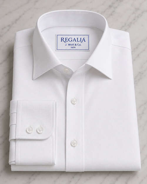 REGALIA Dobby White Non-Iron Shirt - Right Over Left