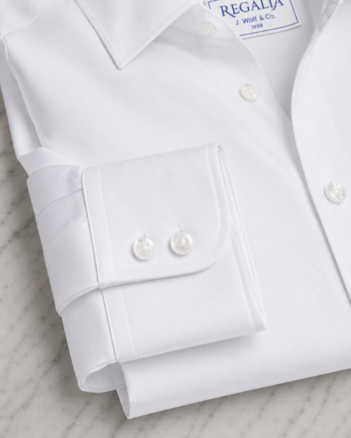 REGALIA Dobby White Non-Iron Shirt - Right Over Left