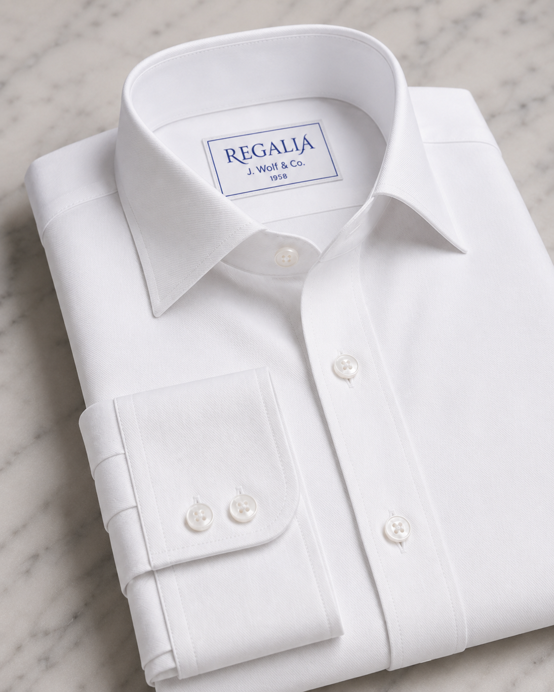 REGALIA Dobby White Non-Iron Shirt - Right Over Left