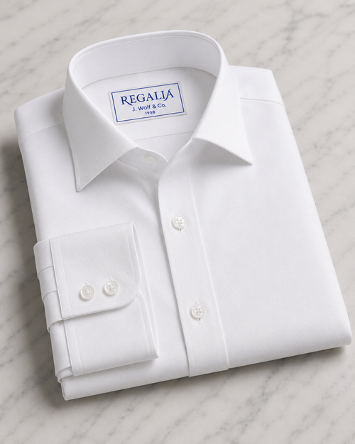 REGALIA Dobby White Non-Iron Shirt - Right Over Left